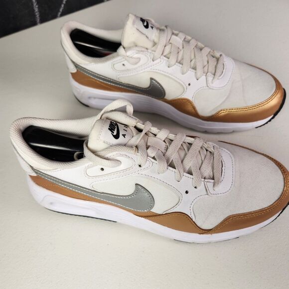 Nike Air Max 90 SC Womens Size 9.5 (CW4554-107) White/Metallic Gold/Silver - Picture 1 of 11